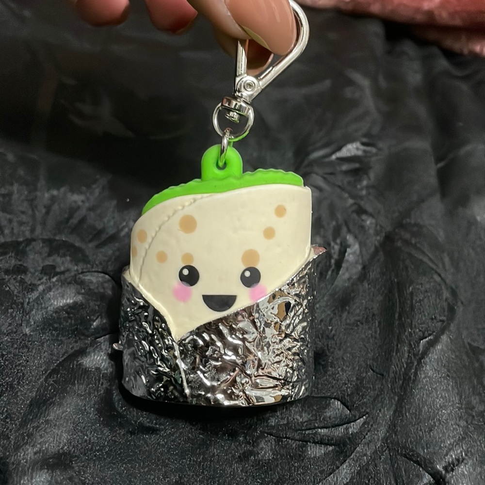 Happy Burrito keychain hand sanitizer holder